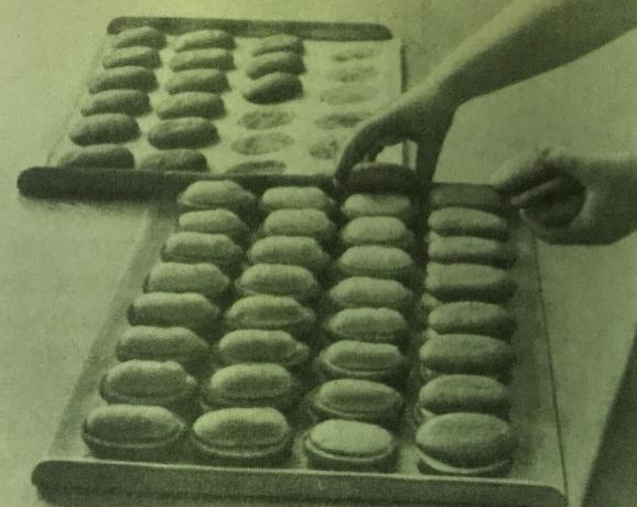 "Bush" kek hazırlama süreci. Kitaptan Fotoğraf "pasta ve kek Üretimi," 1976 