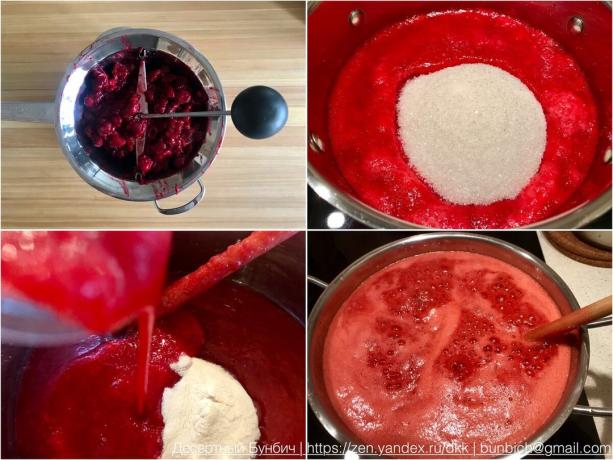 bektaşi üzümü ve frenk üzümü kırmızı bir sıvı reçel hazırlama süreci